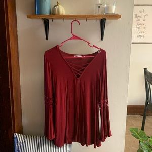 Maroon long sleeve shirt